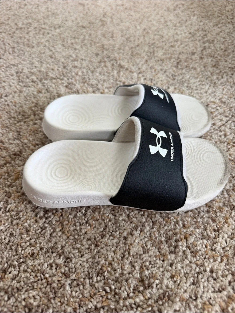Under Armour Kids' Black & White Slide Sandals